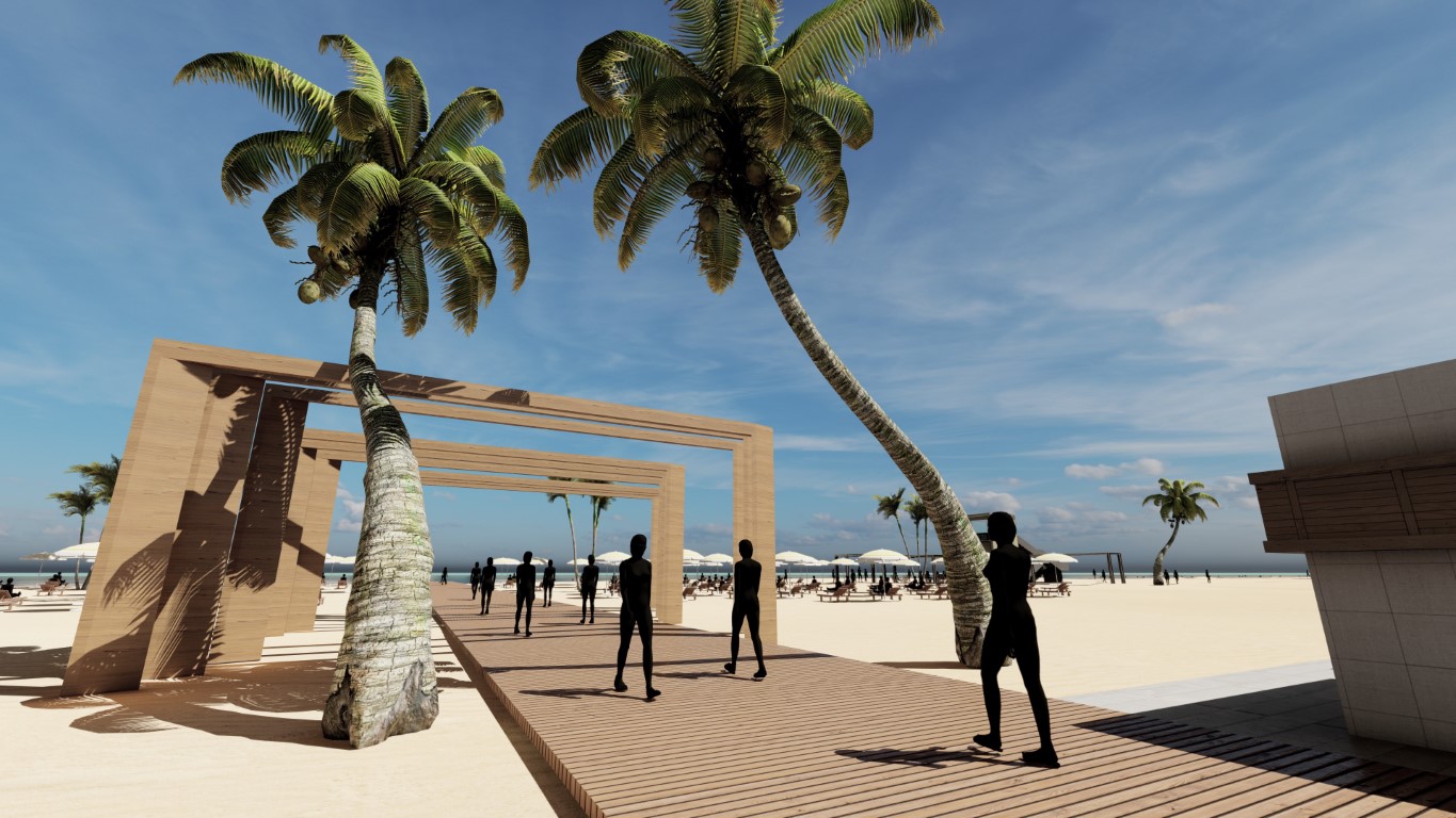تنفيذ - شاطئ معياري - لتطوير وجهة العقير السياحية